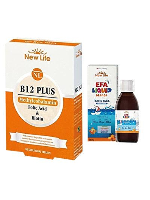 New Life B12 Plus 60 Tablet & EFA Liquid Portakal