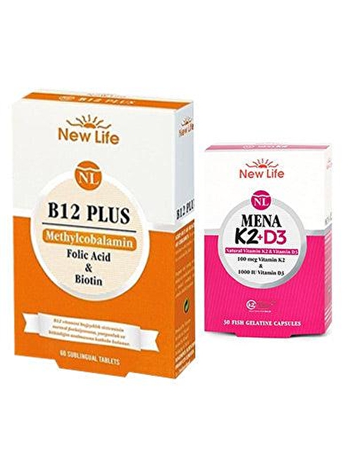 New Life B12 Plus 60 Tablet & Mena K2 + D3 30 Kapsül