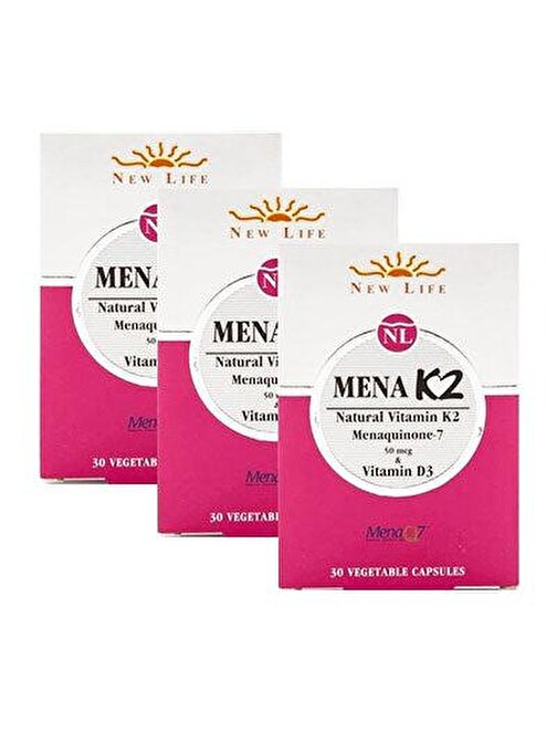 New Life Mena K2 + D3 30 Kapsül 3'lü Paket