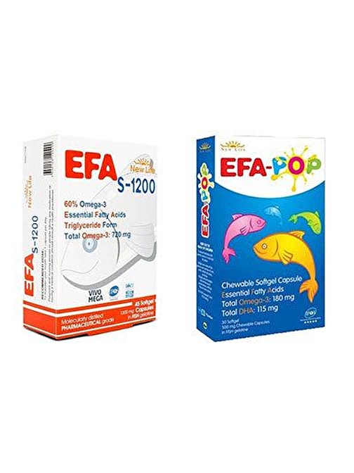 New Life EFA S-1200 Omega-3 45 Kapsül & New Life Efa Pop 30 Kapsül