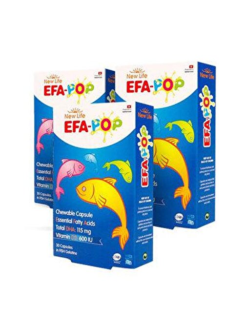 New Life EFA Pop Omega-3 Balık Yağı 30 Çiğnenebilir Kapsül 3'lü Paket