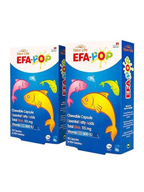 New Life EFA Pop Omega-3 Balık Yağı 30 Çiğnenebilir Kapsül 2'li Paket