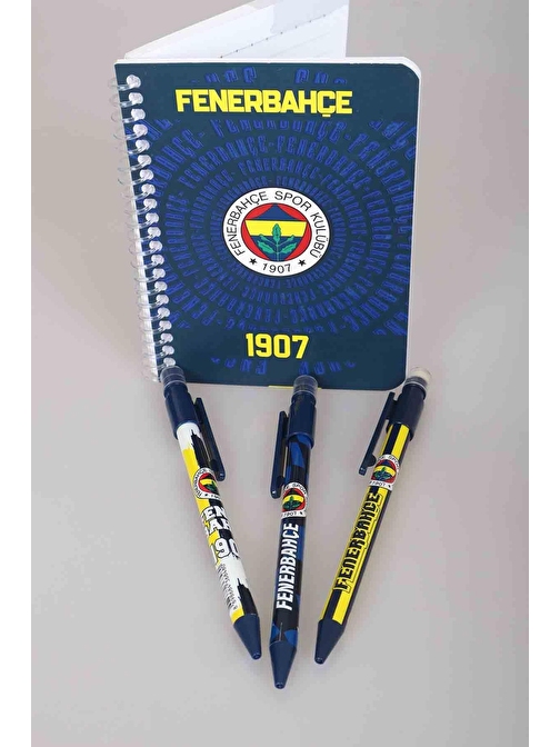 LİSANSLI FENERBAHÇE SERT KAPAK BLOKNOT VE VERSATİL UÇLU KALEM 0.7 MM 2'LİSİ