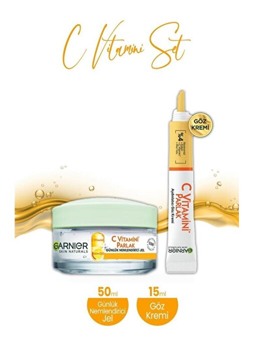 Garnier Günlük Nemlendirici Jel C Vitamini 50 ml ve Aydınlatıcı Göz Kremi C Vitamini 15 ml