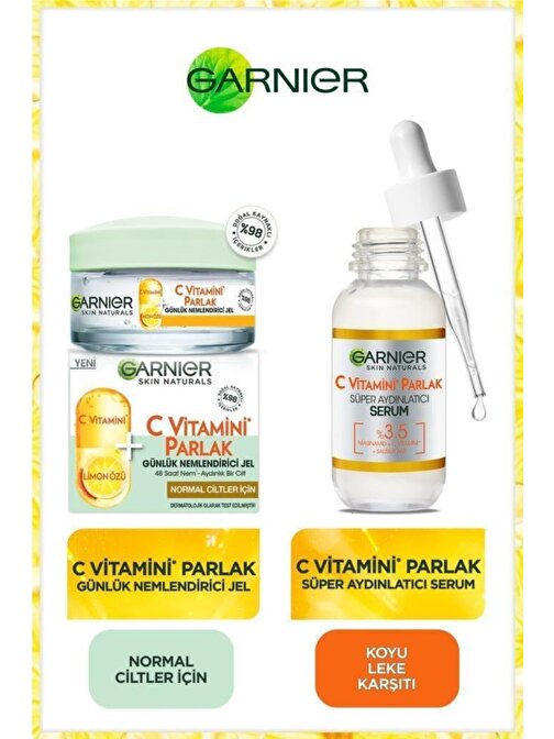 Garnier Vitamin C Aydınlatıcı Serum + Günlük Nemlendirici Jel C Vitamini 50 ml  2'li SET