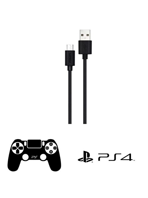 Philips Playstation 4 İle Uyumlu Joystick Şarj Kablosu UsbA to Micro 3A 45W Universal Hızlı Şarj ve Data Kablosu 2m DLC3106U