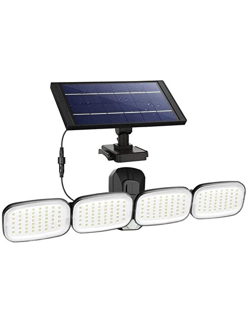 POWERMASTER PM-8048 6 VOLT - 3 WATT SOLAR PANELLİ 4 BAŞLI HAREKET SENSÖRLÜ 200 SMD LEDLİ LAMBA