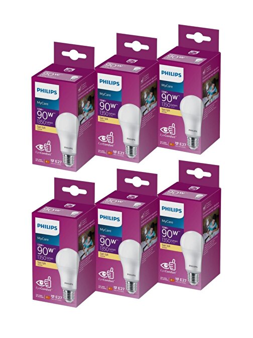 PHILIPS LED 13W AMPUL 3000K SARI IŞIK 6LI