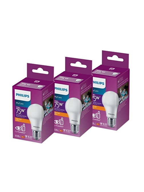 PHILIPS LED 10-75W AMPUL 2700K SARI IŞIK 3LÜ