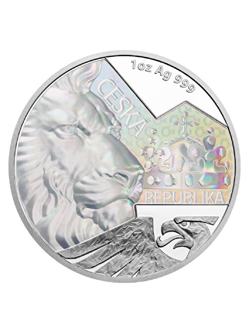 AgaKulche 1 Ons Czech Lion 2023 Hologram Kaplama Gümüş Sikke Coin (999.0)