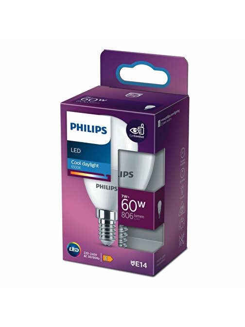 PHILIPS LED AMPUL 60W E14 İNCE DUYLU BEYAZ IŞIK