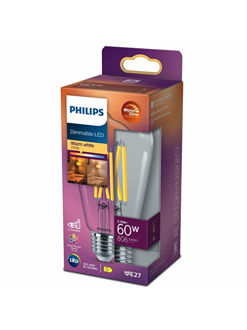 PHILIPS FILAMENT 60W DİMLENEBİLİR ST64 AMPUL SARI IŞIK 2700K