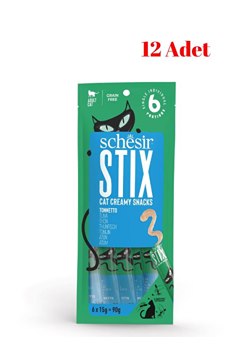 Schesir Stix  Ton Balığı Krem Pouch 6 x 15g 12 Adet