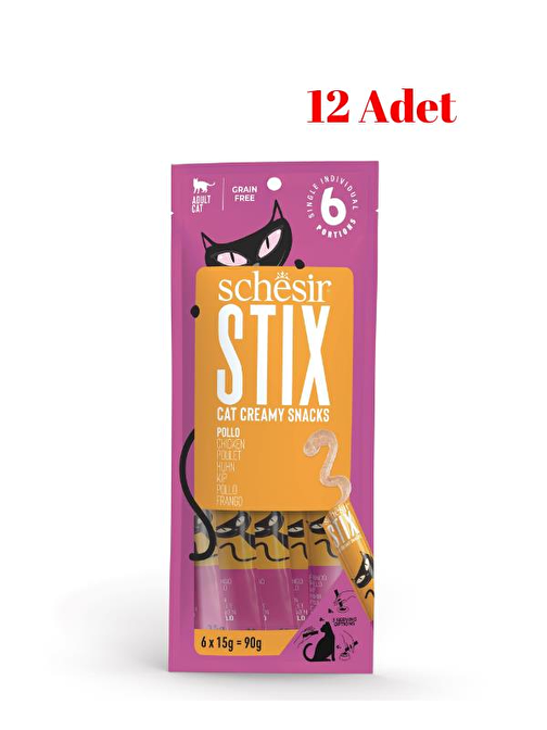 Schesir Stix  Tavuk Krem Pouch 6 x 15g 12 Adet