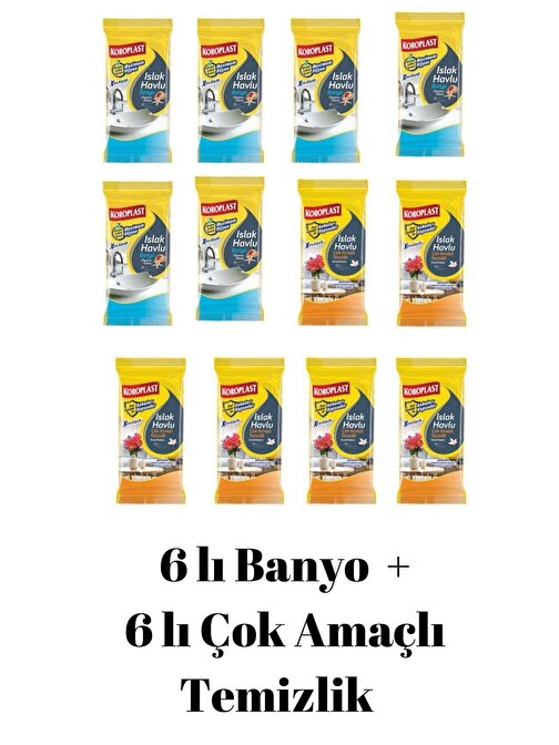 Islak Havlu Çok Amaçlı Ferah Kokulu 6 Adet Banyo Okyanus Kokulu 6 Adet