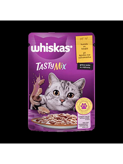 Whiskas Pouch TastyMix Sos İçinde Kuzulu ve Hindili Yetişkin Kedi Konservesi 85gr