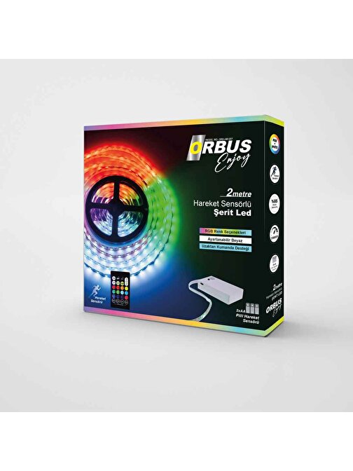 ORBUS Hareket Sensörlü Şerit LED RGB 2 Metre