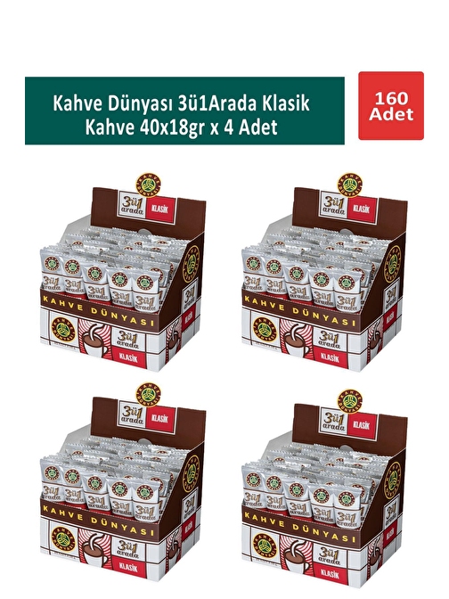 Kahve Dünyası 3ü1 Arada Klasik Kahve 40 x 18 gr x 4 Adet