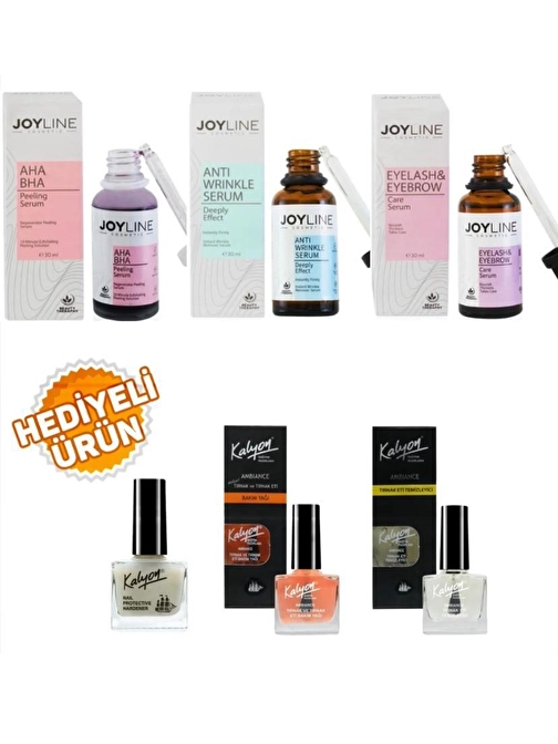 Joy Line Serum 3 Lü Set+Kalyon Sertleştirici,Bakım Yağı,Et Temizleyici