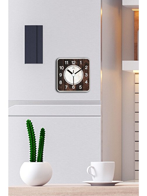 Saint Belisama Aigle Mıknatıslı Ahşap Desenli Buzdolabı Saati 10 Cm