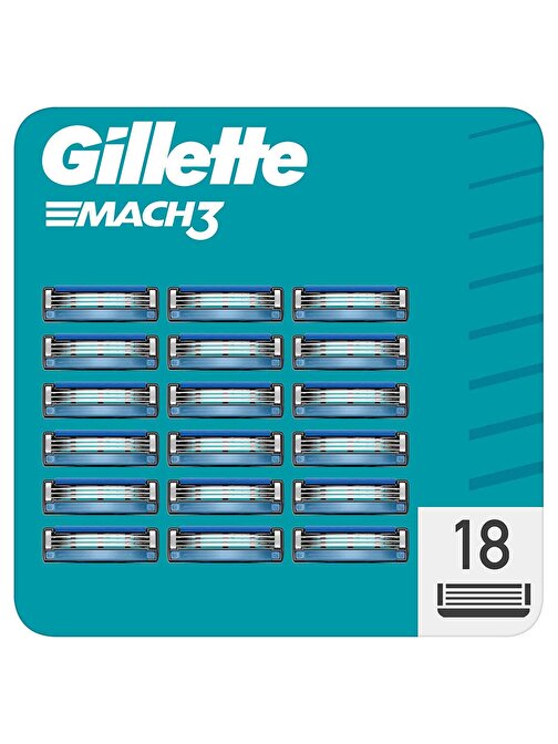 Gillette Mach3 Yedek Tıraş Bıçağı 18 Adet  Karton Paket
