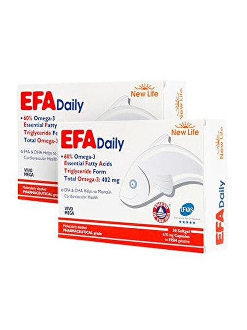 New Life EFA Daily Balık Yağı 30 Kapsül 2'li Paket