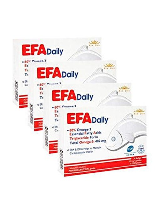 New Life EFA Daily Balık Yağı 30 Kapsül 4'lü Paket