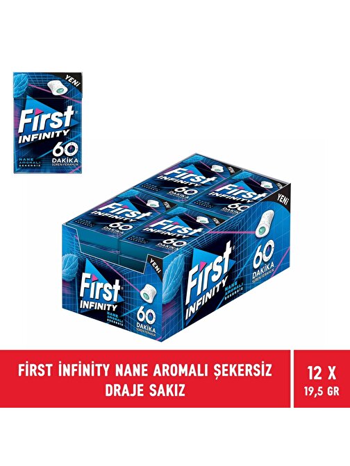 First Infinity 60 Dakika Nane Aromalı Şekersiz Draje Sakız - 12 Adet