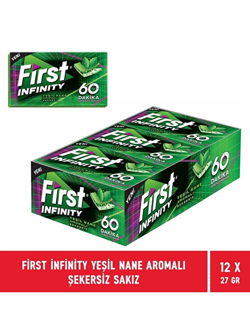 First Infinity 60 Dakika Yeşil Nane Aromalı Şekersiz Sakız - 12 Adet