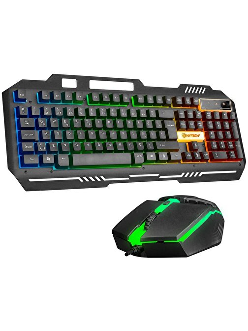 Hytech HKM-X86 QUIN Siyah Usb Gökkuşağı Zemin Aydınlatmalı Gaming Oyuncu Klavye + Mouse Set