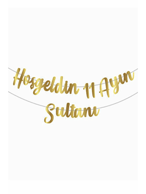 Gold Hoşgeldin 11 Ayın Sultanı Harf Afiş Banner - Bayram Banner - Kaligrafi Ramazan Banner