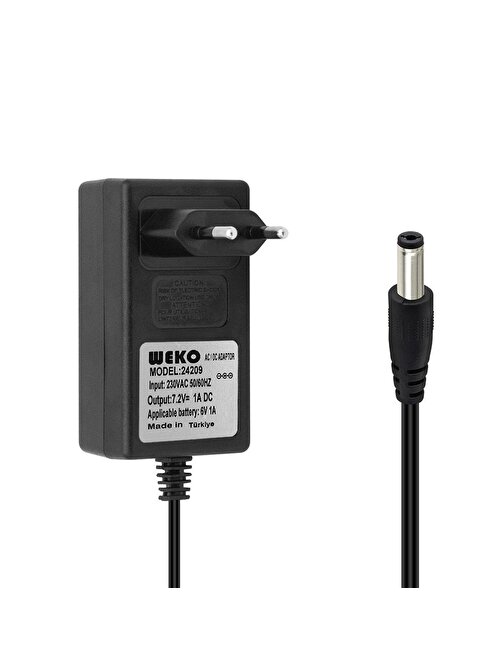 WEKO 7.2 VOLT - 1 AMPER 5.5*2.5 UÇLU KIRMIZI YEŞİL LEDLİ YERLİ ÜRETİM PRİZ TİPİ ŞARJ ADAPTÖR (OUT:6V-1A)