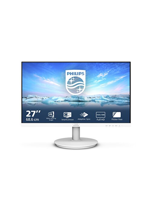 PHILIPS 271V8AW VLine 27" LED IPS 4ms 75Hz 1920x1080 FullHD VGA HDMI Multimedya (VESA) Beyaz Monitör