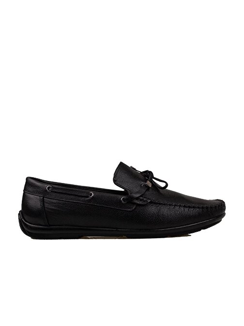 Slayka Siyah Loafer Erkek Hakiki Deri Esnek Ayakkabı