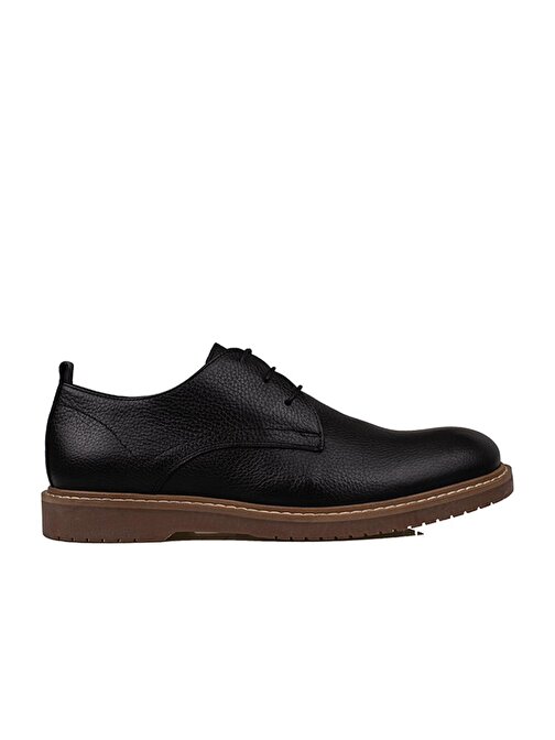 Slayka Siyah Rubber Erkek Hakiki Deri Klasik Ayakkabı