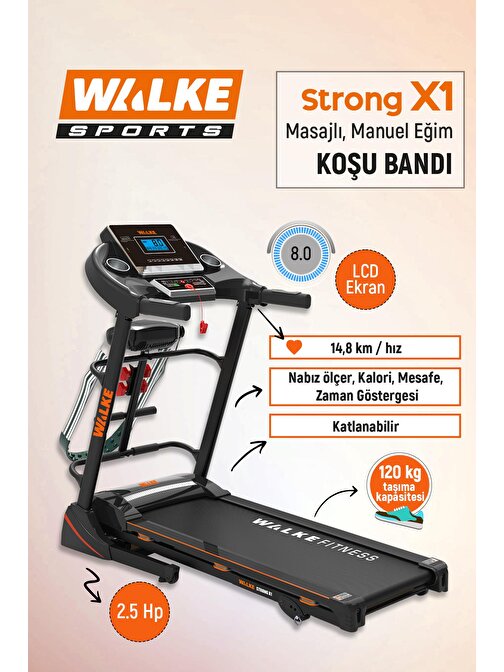 Walke Strong X1 Masajlı Manuel Eğim Koşu Bandı 2,5 Hp