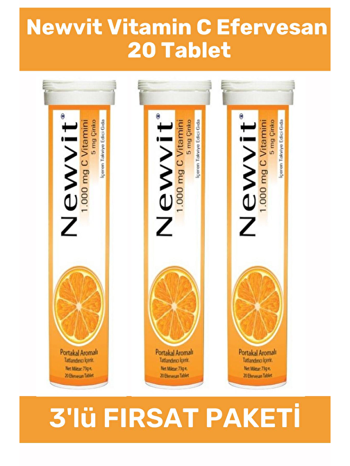 Newvit Vitamin C Efervesan 20 Tablet - 3 Adet