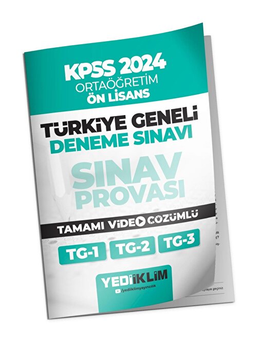 Yediiklim Yayınları 2024 KPSS Türkiye Geneli Ortaöğretim-Önlisans ( 1-2-3 ) Deneme Sınavları Tamamı Video Çözümlü