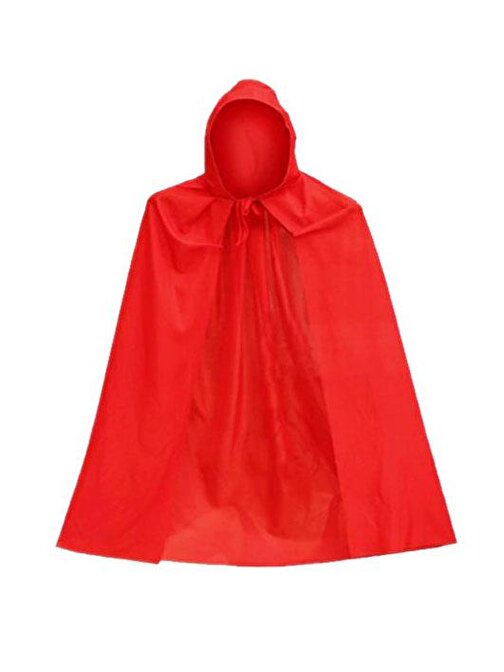 Parti Cadılar Bayramı Halloween Kapişonlu Kırmızı Pelerin 90 cm