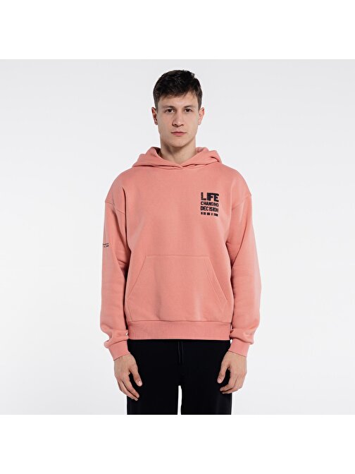 Sydney Erkek Somon Ekstra Oversize Kapüşonlu Sweatshirt Hoodie - Şardonlu 3 İplik | XXS