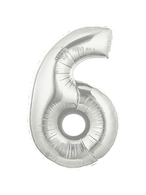 Parti Şekilli Supershape Silver Rakam Folyo Balon 6 Numara