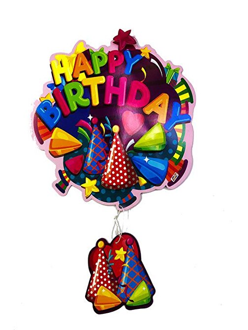 Parti Happy Birthday Yazılı Asmalı 3D Doğum Günü Süsleme