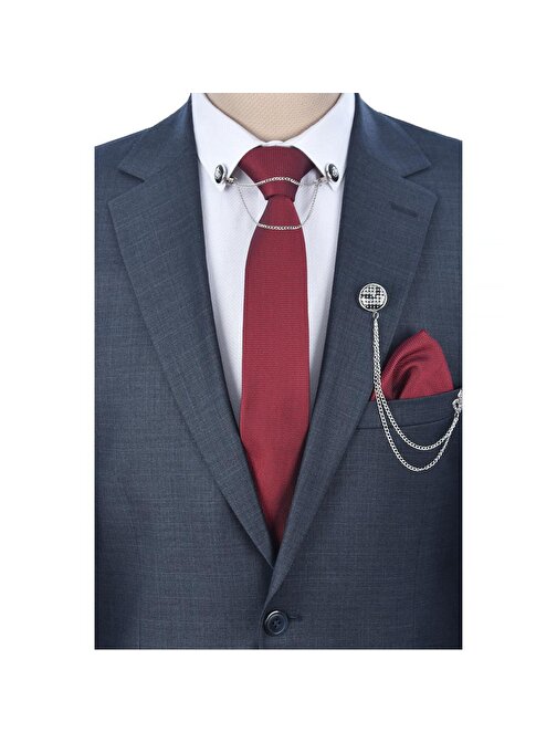 DeepSEA Erkek Koyu Lacivert Çift Düğme Çift Yırtmaç Regular Kesim 2' li Takım Elbise 2300375