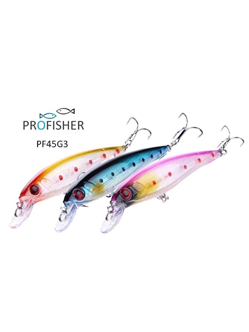 PROFISHER 3 Renk Set 2 Kanca Sahte Balık Yem 13,4 gr 11 cm Luadot