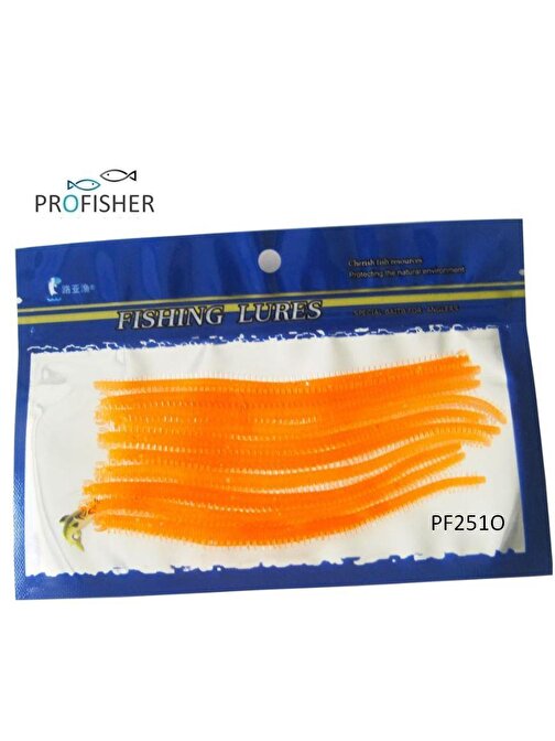 PROFISHER 10 Adet Set 13,5cm Turuncu Silikon Solucan Sahte Yem