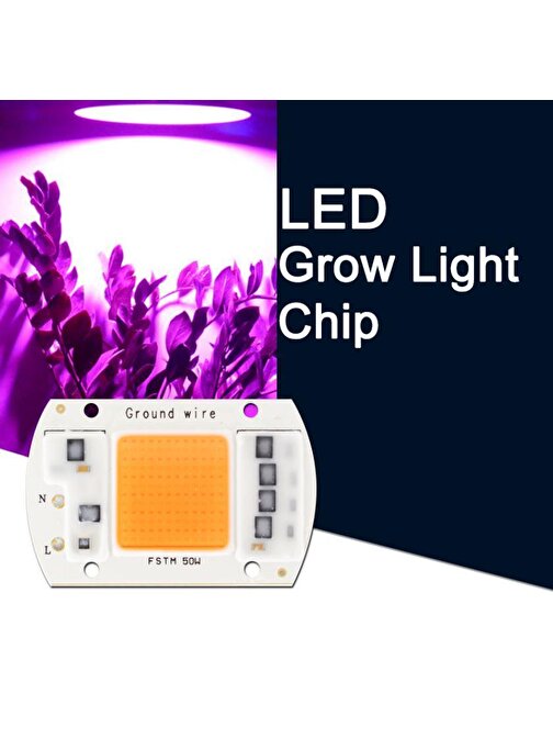 Tam Spektrum 380-840nm UV LED COB Topraksız Tarım Bitki Büyütme 50W 220V