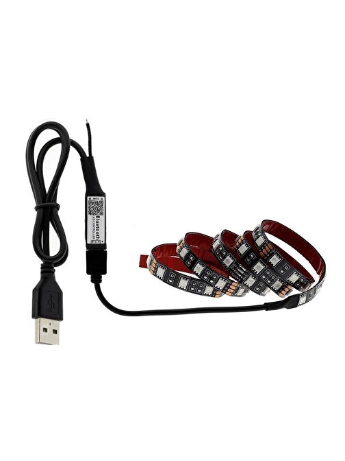 USB Çıkışlı Led RGB Çok Renkli TV Bilgisayar Arka Plan Dekoratif Işık 17 Buton Kumandalı