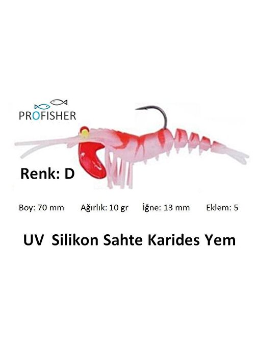 PROFISHER TPR Fosforlu Silikon Sahte Yem 7 cm 10 gr 5 Eklem