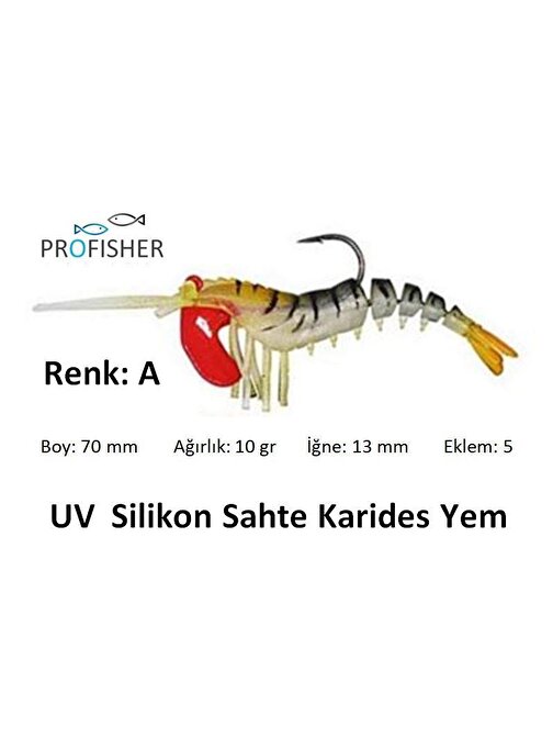 PROFISHER TPR Fosforlu Silikon Sahte Yem 7 cm 10 gr 5 Eklem