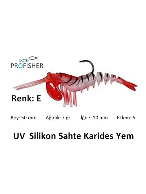 PROFISHER TPR Fosforlu Silikon Sahte Yem 5 cm 7 gr 5 Eklem